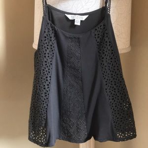 American Eagle Black Flowy Lace Panel Top